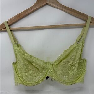 Adore Me Pistachio Green Lace Sheer Unlined Underwire Bra Fairy Coquette 34DD